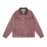 Wiaofellas  -  Men Solid Denim Jackets Fashion Motorcycle Vintage Jeans Jackets Hommes Loose Cotton Casual Black Pink Coats Denim Outwear