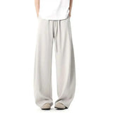 WIAOFELLAS  -  Simple Men's Trousers Casual Drawtring Spring Straight Suit Pants Elastic Waist Wide Leg Loose Male Bottom Summer
