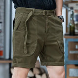 WIAOFELLAS  -  Summer American Trendy Men's Workwear Shorts Heavyweight Loose Retro Casual Pocket Five Quarter Pants Straight Leg Shorts Man