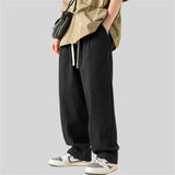 WIAOFELLAS  -  Men Beige Casual Pants Harajuku Baggy Cotton Trousers Straight Pant Men Oversized Pocket Design 2025 New Autumn Pants