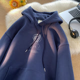 Wiaofellas  -  Cartoon Boy Brainstorming Printed Hoodies Mens Hip Hop Loose Sweatshirt Oversized Fashion Clothes Fleece Pullover Sweatshirts