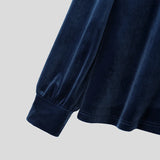 Wiaofellas  -  Men's Sets Solid Velour Shiny Long Sleeve T Shirt Pants Two Piece Sets Streetwear Loose Fashion Men Matching Sets