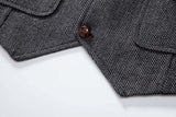 WIAOFELLAS  -  Coffee Lapel Men's British Retro Vest Slim Loose Literary Solid Color Versatile Cardigan Top
