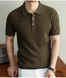Wiaofellas  -  Summer Laisel Linen Ice Silk Knitted Polo Shirt Men's Short Sleeved Pullover Knitted Sweater Man Casual Business Social T-shirt