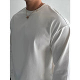 Wiaofellas  -  Round Neck Long-sleeved T-shirt Men's Autumn Winter Sports Solid Color Bottoming Shirt Top