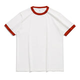 WIAOFELLAS  -  270G Cotton Premium Summer Fashion Patchwork Men's T-shirt Chinese Trendy Couple Style Solid Simple Casual Basic Blank Tees Male