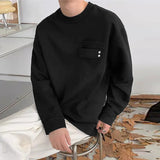 WIAOFELLAS  -  Men T Shirt Solid Color O-neck Long Sleeve Casual Male Tee Tops Streetwear Loose Knitted Fashion Men Clothing S-5XL 2026