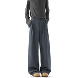 WIAOFELLAS  -  Grey Suit Pants Men Oversized Fashion Society Mens Black Dress Pants Korean Loose Straight Pants Mens Office Formal Trousers