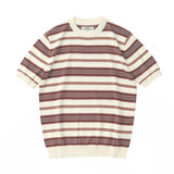 WIAOFELLAS  -  Vintage striped T-shirt High-end Lyocell knit Short sleeved men's slim crewneck top Summer
