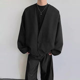 WIAOFELLAS  -  Men Jackets Solid Color Long Sleeve Open Stitch Casual Male Thin Coats Loose Streetwear Fashion Cardigan Outerwear Men