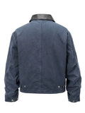 Wiaofellas  -  Korean Style Zip-up Jackets Mens Stylish Patchwork Lapel Long Sleeve Coats Men Autumn Casual Crop Washed Outerwear