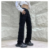 Wiaofellas  -  American High Street Vibe Trendy Black Jeans Men's Street Hip-hop Tassel Dance Pants Fashion Straight Slim Denim Trousers