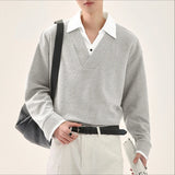 WIAOFELLAS  -  Men Shirt Patchwork Lapel Long Sleeve Korean Style Casual Men Clothing Streetwear Loose Fashion Male Shirts S-5XL