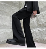 WIAOFELLAS  -  Brown Suit Pants Men Fashion Society Mens Black Dress Pants Korean Loose Straight Flared Pants Mens Office Formal Trousers M-2XL