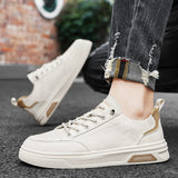 WIAOFELLAS  -  Leather-covered Non-slip Walking Casual Board Shoes All New Wear-resistant Flat Student Single Shoes Trend Four Seasons