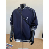 WIAOFELLAS  -  New Men's Casual Jacket Coat Embroidery Letter Logo Striped Patchwork College Baseball Jackets Zipper Outerwear Male Clothes