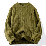 WIAOFELLAS  -  Round Neck Sweater Ribbed Neckline Not Easy Deform Thick Warm Fashion Trend Crisp Shape High Thin Quality Fabric Comfortable