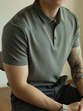 WIAOFELLAS  -  Fashionable Mens Slim Fit Polo Shirts Short Sleeve Button Turn-down Collar Polo Shirt Spring Summer Casual Men Solid Color Polos