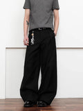 WIAOFELLAS  -  Fashion Summer Men's Solid Color Patchwork Design Casual Pants Trendy Loose High-waisted Wide Leg Trousers Male