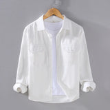 Wiaofellas  -  American Style Cargo Shirt Men Spring Autumn Mens Long Sleeve Shirts Pockets Pure Cotton Casual Shirts Comfortable