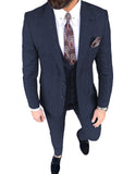 WIAOFELLAS  -  Fashion Plaid Men's Suits 3 Piece Chic Peak Lapel Single Breasted Outfits Prom Wedding Party Tuxedos (Jacket+Vest+Pants)