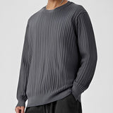 WIAOFELLAS  -  Casual Long Sleeve O Neck Knit Sweater Mens T Shirt Autumn Winter Fashionable Solid Color Jumpers For Men Daily Leisure Sweaters