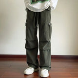 WIAOFELLAS  -  Spring Autumn Green American Functional Overalls Trendy Brand Men's Corduroy Pants High Street Straight Pants Streetwear Men