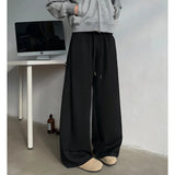 WIAOFELLAS  -  Gray American Sweatpants Men Autumn Draped Straight Wide-leg Sports Casual Trousers