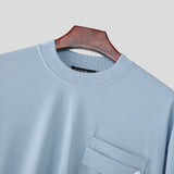 WIAOFELLAS  -  Men T Shirt Solid Color O-neck Long Sleeve Casual Male Tee Tops Streetwear Loose Knitted Fashion Men Clothing S-5XL 2026