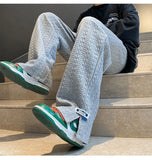 WIAOFELLAS  -  Spring pants high street tide casual sports trousers men's American design trendy brand draped wide-leg floor trousers