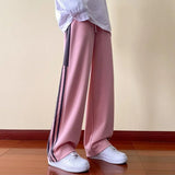 WIAOFELLAS  -  Fashion Casual Fashion Striped Guard Pants Men's Autumn New Elastic Waistd Drawstring Patchwork Pockets Straight Loose Trousers