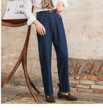 WIAOFELLAS  -  High Quality Jeans Men Dress Trouser Straight Leg Pant Naples Fashion Casual High Waist Straight Leg Jeans Men Trouser