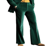 WIAOFELLAS  -  Mens Stand Pocket Elegant Gold Velvet Pants Flare Trousers Full-Length Bottoms Autumn Winter Casual Pants M-2XL
