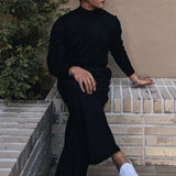 Wiaofellas  -  Korean Fashion Turtleneck Slim Sweaters Mens Casual Solid Color Bottoming Knit Tops Men Spring Fall Stylish Long Sleeve Sweater