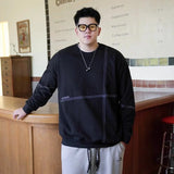 WIAOFELLAS  -  Black Round Neck Sweatshirt Men's Spring  Autumn New Casual Bright Line Design Youth Versatile Top