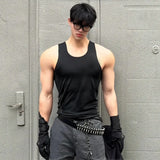 WIAOFELLAS  -  Solid Color Quick-drying Sports Vests Men's Bottom T-shirts Sleeveless Tight-fitting Elastic Fitness Training Running Undershirt