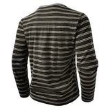 WIAOFELLAS  -  New Men's Henley Collar Long Sleeve T-Shirts Striped Casual Button T Shirt for Men Spring Autumn Male Fashion Cotton Tees Tops