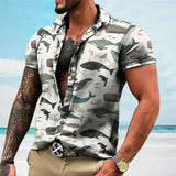 Wiaofellas  -  Flower shirt, casual short sleeved polo shirt, irregular casual shirt, men's breathable polo shirt, men's clothing
