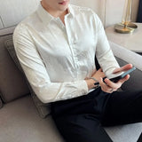 WIAOFELLAS  -  Fashion Slim Fit Silk Men Shirt Vintage Dragon Jacquard Button Up Long Sleeved Men's Shirts Prom Party Spring Mens Clothing 4XL