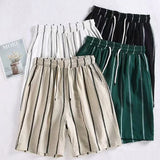 WIAOFELLAS  -  Summer Fashion New Men's Striped Shorts Loose Straight Leg Trendy Sports Retro Casual Five Quarter Pants For Male Shorts