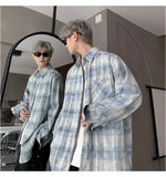 Wiaofellas  -  Tie-dye Plaid Long-sleeved Shirt New Loose Large Size Youth Casual Shirt Jacket