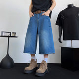 WIAOFELLAS  -  Niche Design Men's Jeans Rivets Decoration Washing Solid Color Straight New Loose Wide Leg Male Denim Pants Stylish