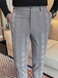 WIAOFELLAS  -  Autumn Winter New Men's Suit Pants Korean Plaid Business Formal Casual Dress Pants Wedding Party Office Social Trousers