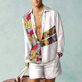Wiaofellas  -  Set of Shirts Botanical Pattern 3D Print Fashion Shirts Casual Men Beach Shorts Summer Streetwear Hawaiian Clothes Clothing