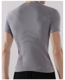Wiaofellas  -  Men's Fitness Short Sleeve T-Shirt Summer Running Quick Dry Breathable Knit Tee Men Sports Skinny T-shirt Outdoor