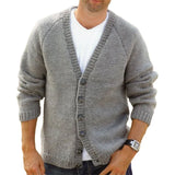 WIAOFELLAS  -  Fashion Casual Knitted Cardigan Autumn Winter Solid Color V-neck Button Long Sleeves Sweater Streetwear Slim Fit Knitwear Tops