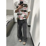 WIAOFELLAS  -  Oversized T Shirt for Men Summer New Cool Style High-end Designed Niche Temperature Fashionable Graffiti Print Short-sleeved Top