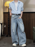 Wiaofellas  -  New Men's Y2K Vintage Streetwear Ripped Baggy Jeans Hip Hop Fashion Straight Wide-Leg Denim Pants Punk Trendy Curved Jean