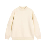 WIAOFELLAS  -  Korean Loose Fit Thiened ey round Ne Sweater Men's Autumn Winter Fce Lined Knitted irt American Sle Base Layer