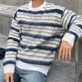 Wiaofellas  -  Trendy Mens Striped Knit Sweaters Autumn Winter Outdoor Casual Long Sleeve O Neck Knitted Sweatshirts Men Knitting Pullover Tops